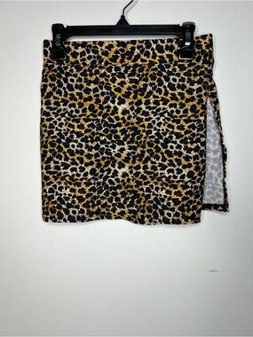 Leopard Print Mini Skirt - Black & Gold coverup